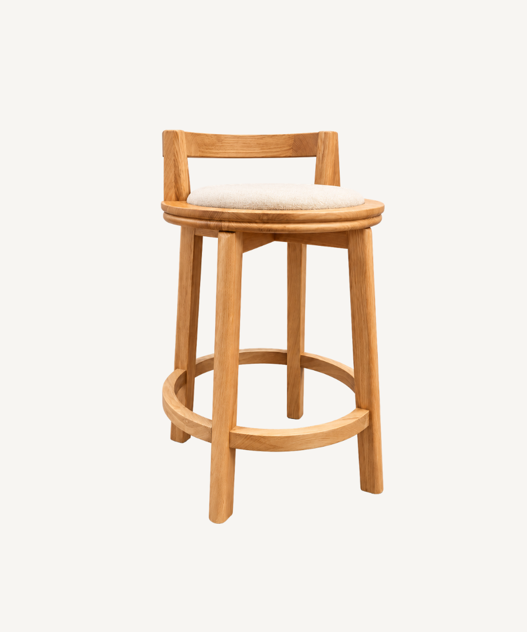 Rowan Stool in Solid Walnut with Ivory Fabric