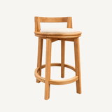 Rowan Stool in Solid Walnut with Ivory Fabric