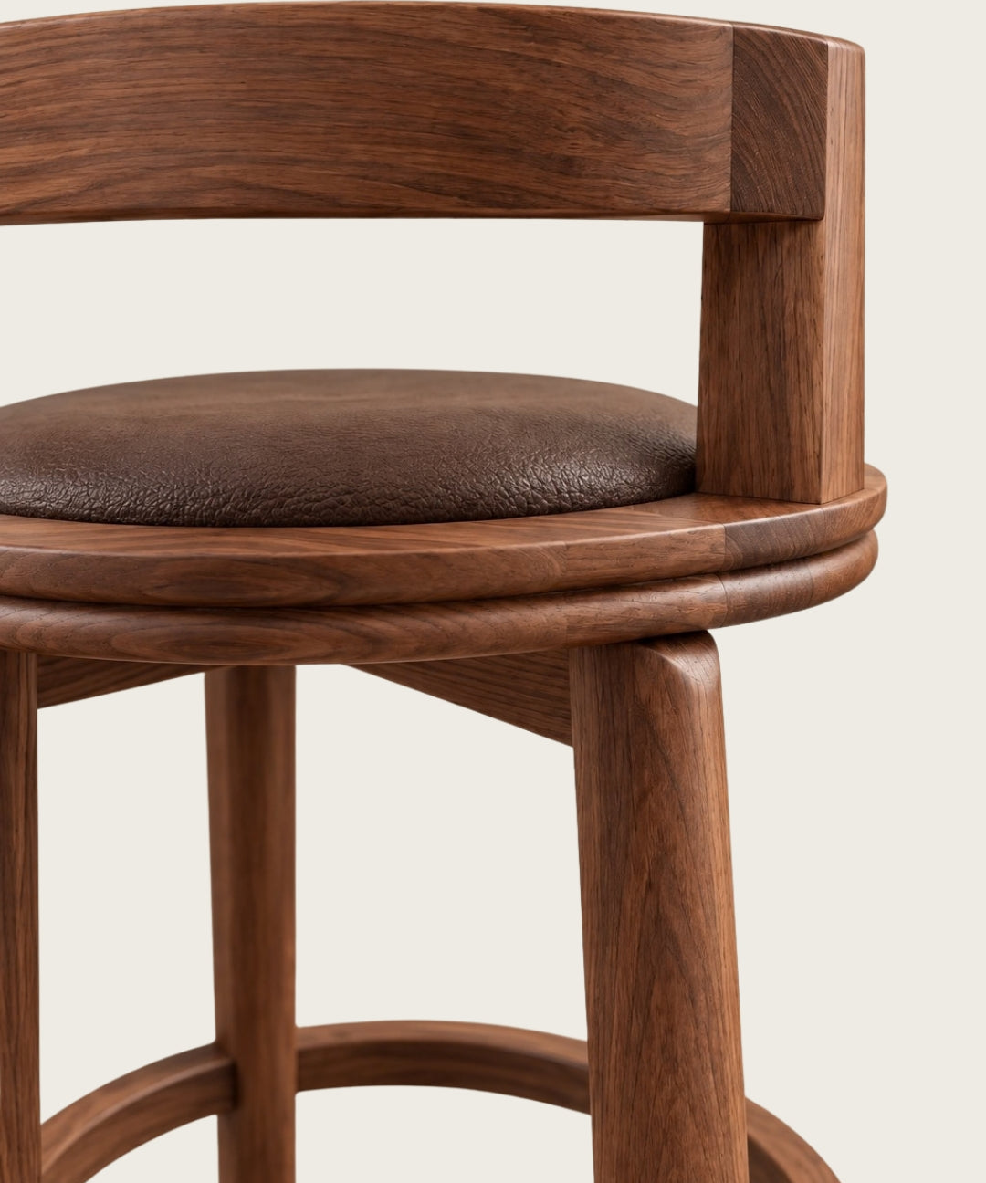 Rowan Stool in Solid Walnut with Chocolate Leather