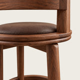 Rowan Stool in Solid Walnut with Chocolate Leather