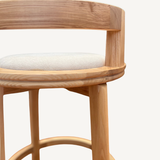 Rowan Stool in Solid Walnut with Ivory Fabric